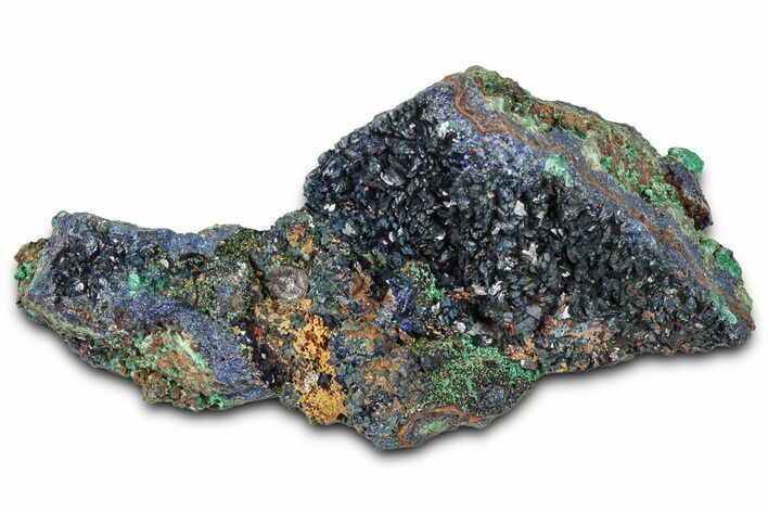 Sparkling Azurite Crystals with Fibrous Malachite - China #350790